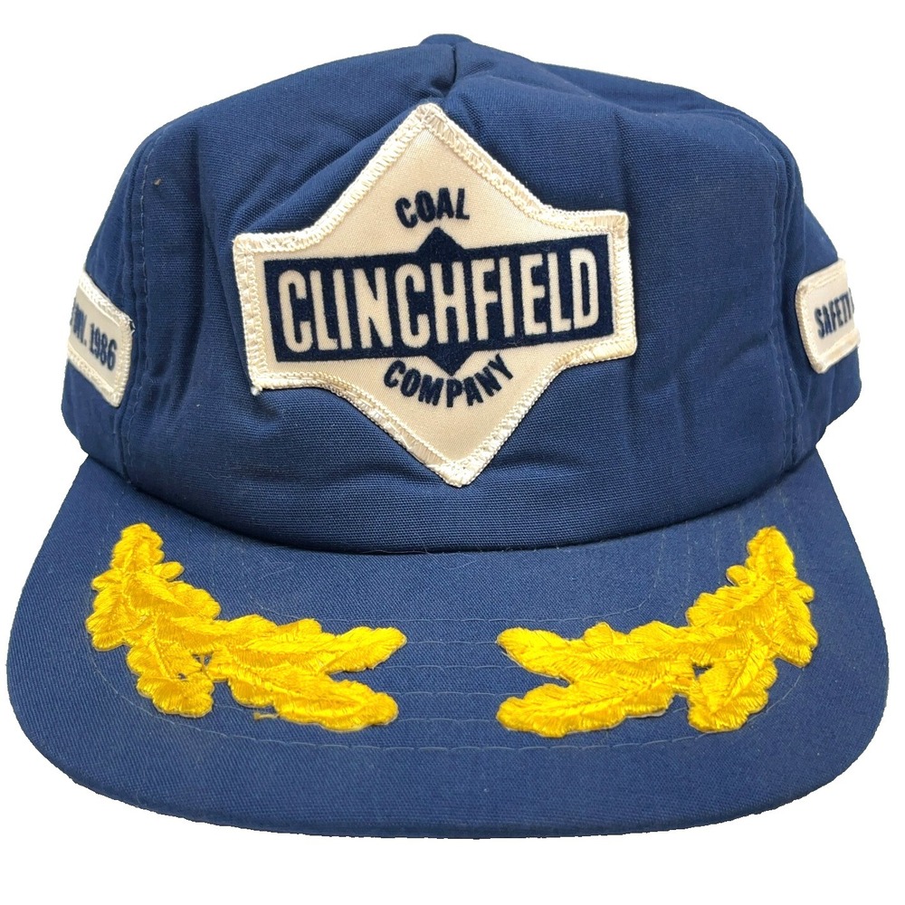 Vintage Clinchfield Coal Trucker Hat Cap 80s 90s Patch Snap Back Leafs Mining